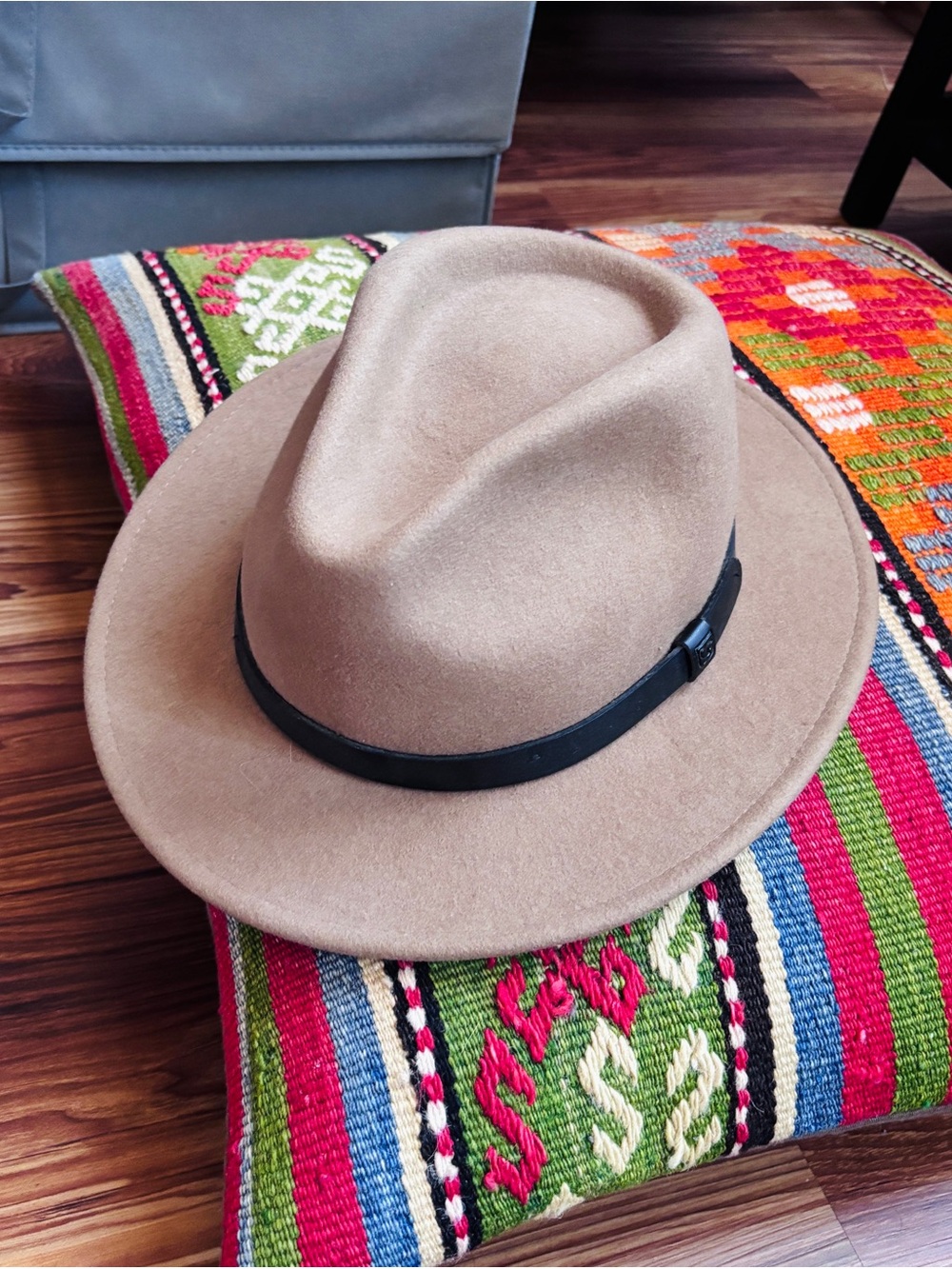 Brixton Messer Fedora Medium 58cm Sand Brown 100% Wool Hat Unisex